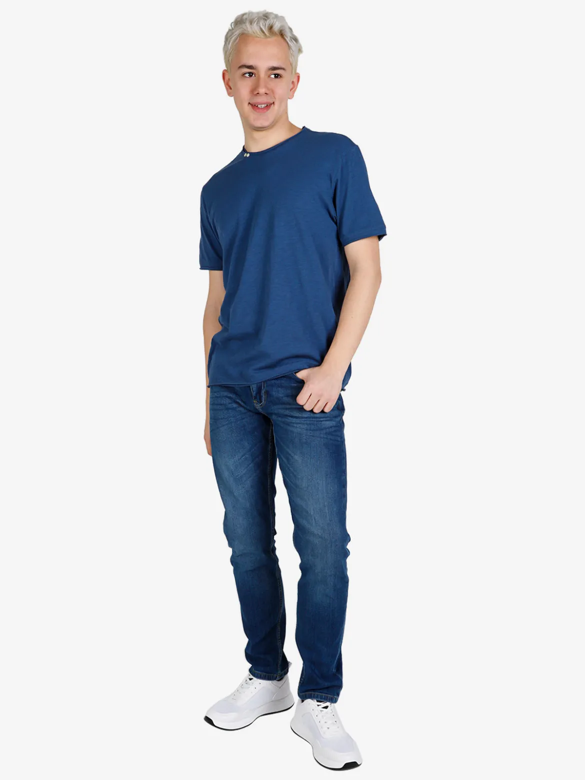 Guy T-shirt da uomo in cotone con bottoni sullo scollo
