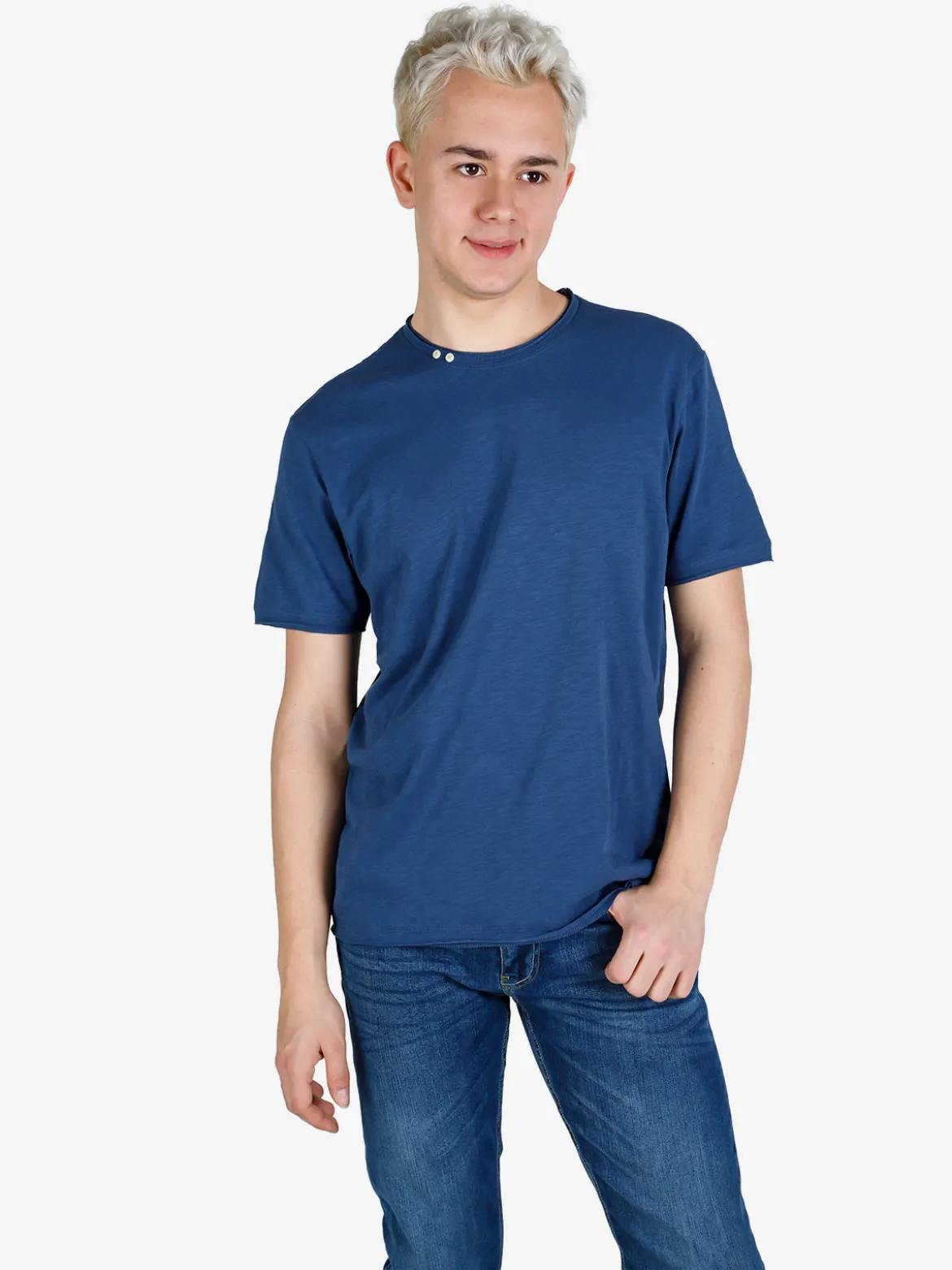 Guy T-shirt da uomo in cotone con bottoni sullo scollo