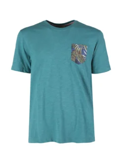 Guy T-shirt da uomo in cotone con taschino floreale