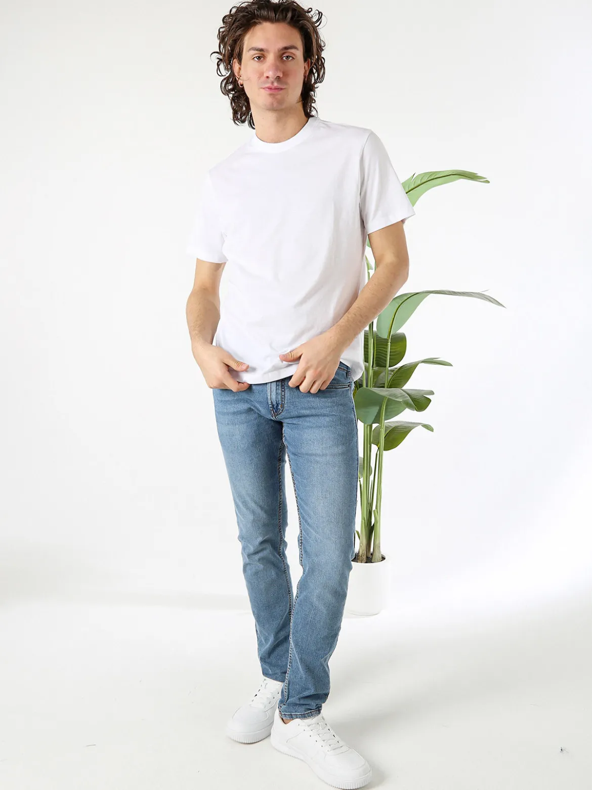 Guy T-shirt girocollo da uomo in cotone - bianco