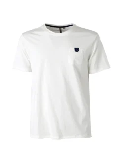 Guy T-shirt girocollo da uomo in cotone con taschino - bianco