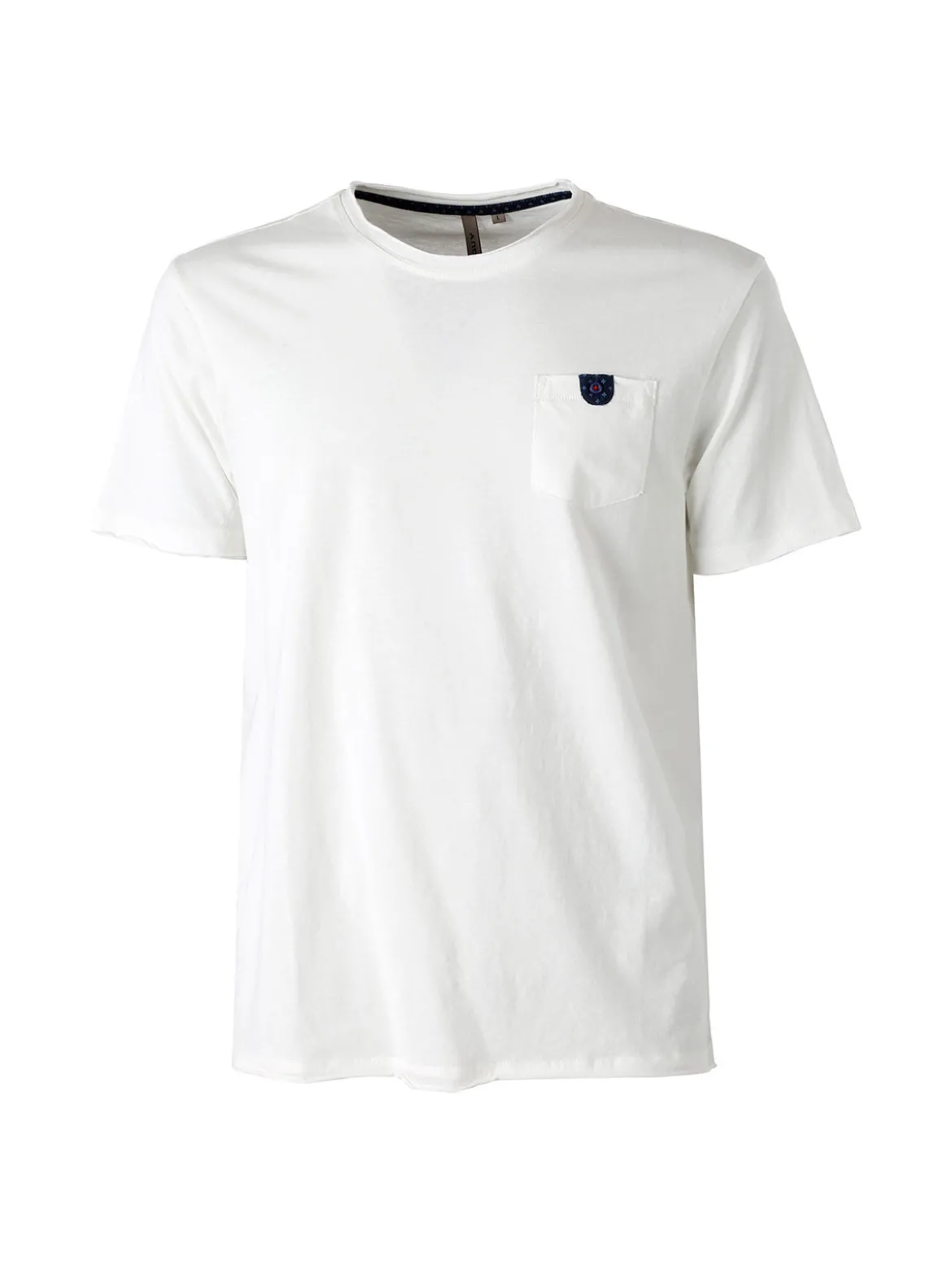 Guy T-shirt girocollo da uomo in cotone con taschino - bianco