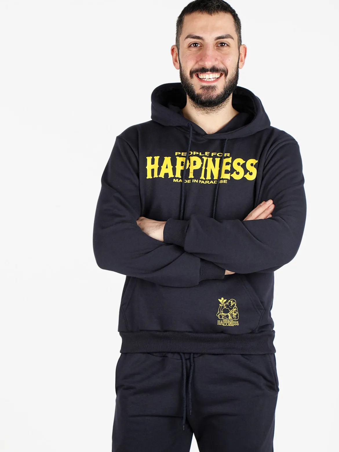 Happiness Felpa sportiva da uomo con cappuccio