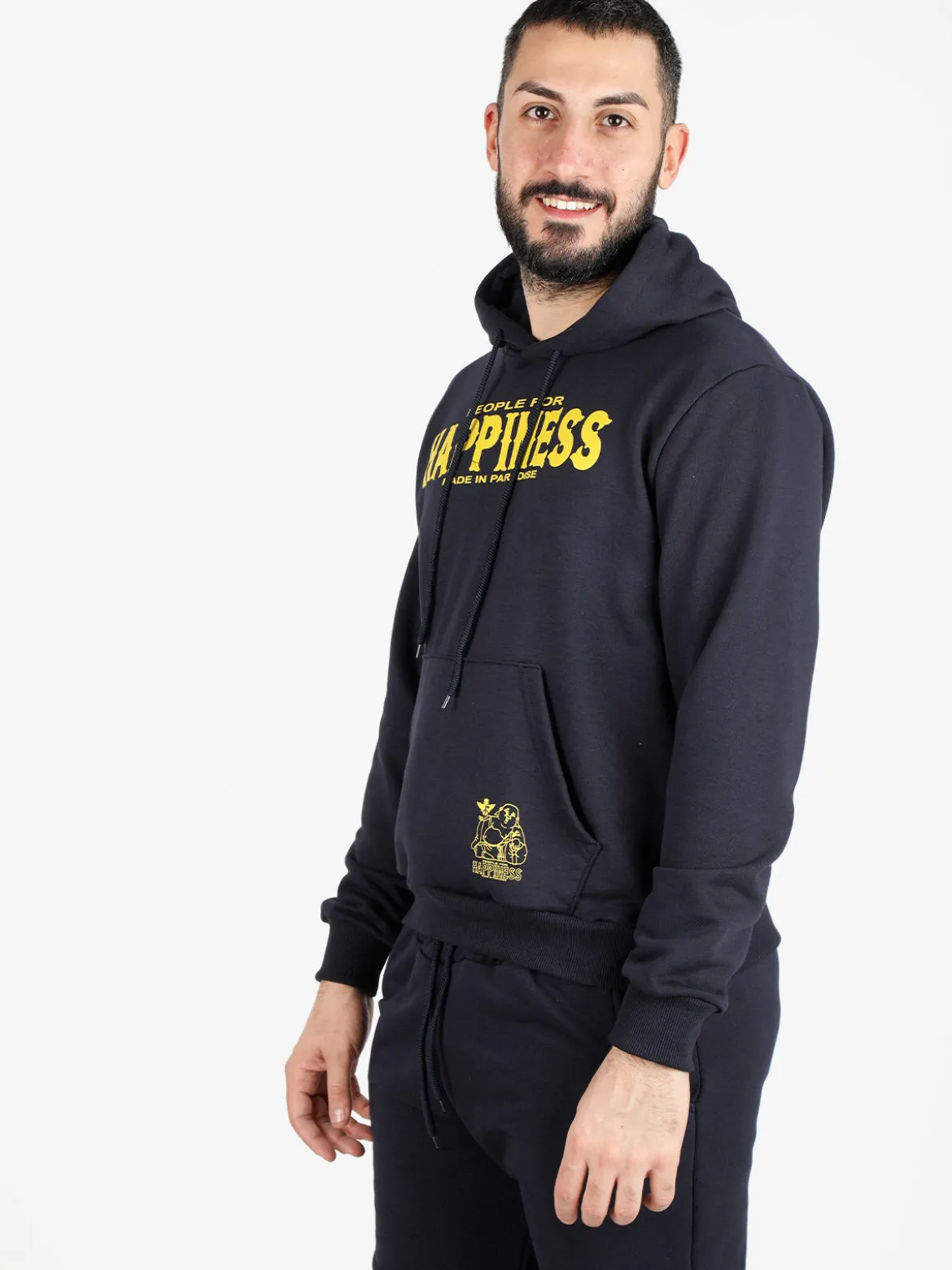 Happiness Felpa sportiva da uomo con cappuccio