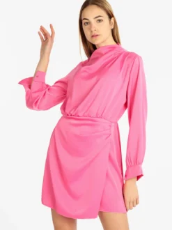 Hdl Milano Vestito donna manica lunga effetto raso