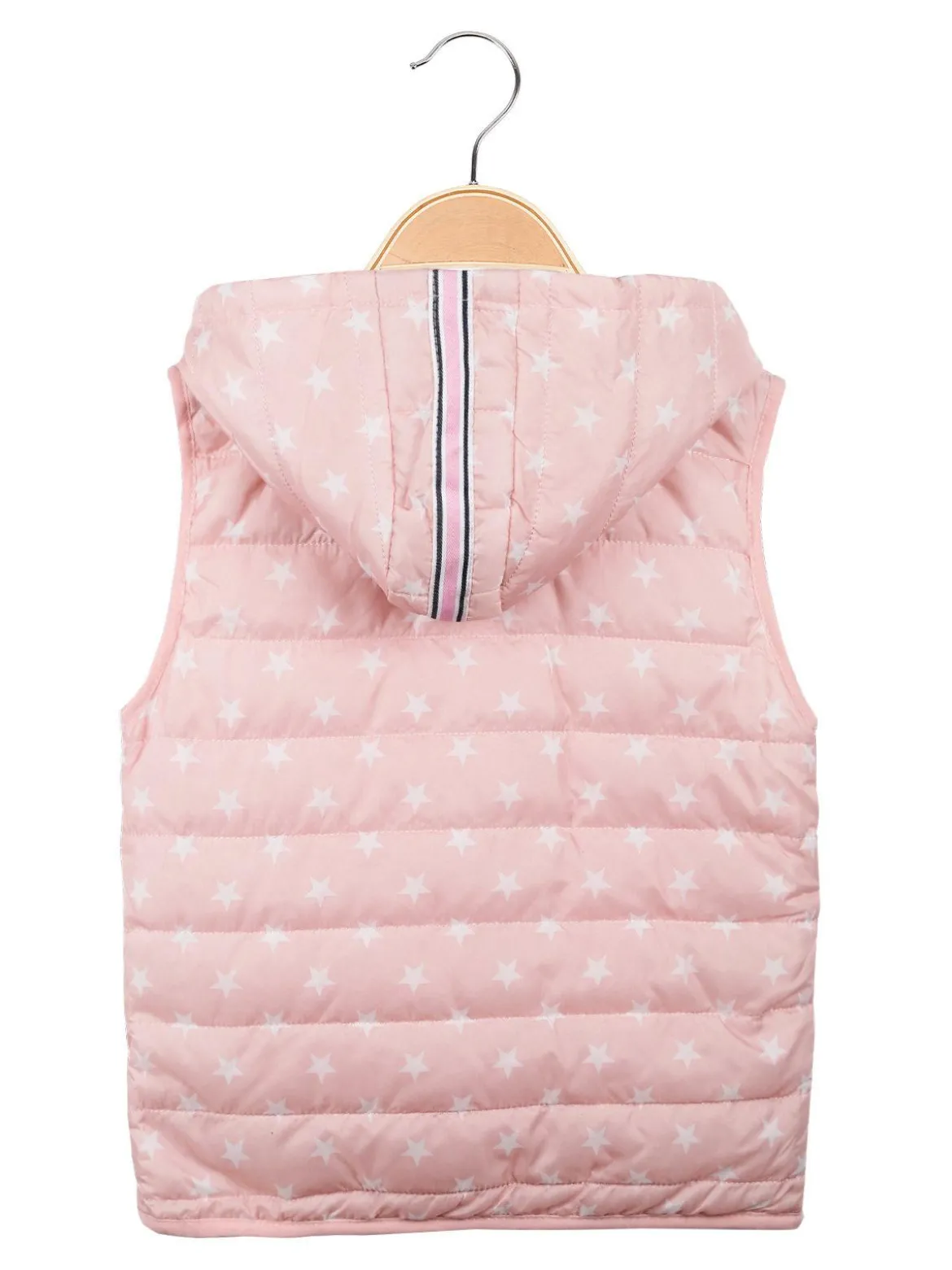 Hello Girl Gilet imbottito con cappuccio e stelle da bambina