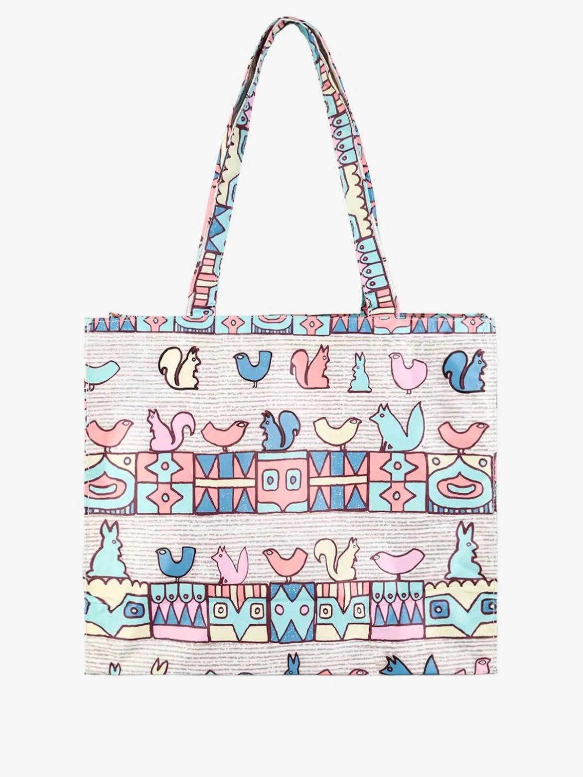 Hernan Borsa shopper della spesa con stampe - beige