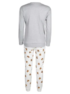 Hollywood Pigiama lungo da donna in cotone interlock con orsacchiotto