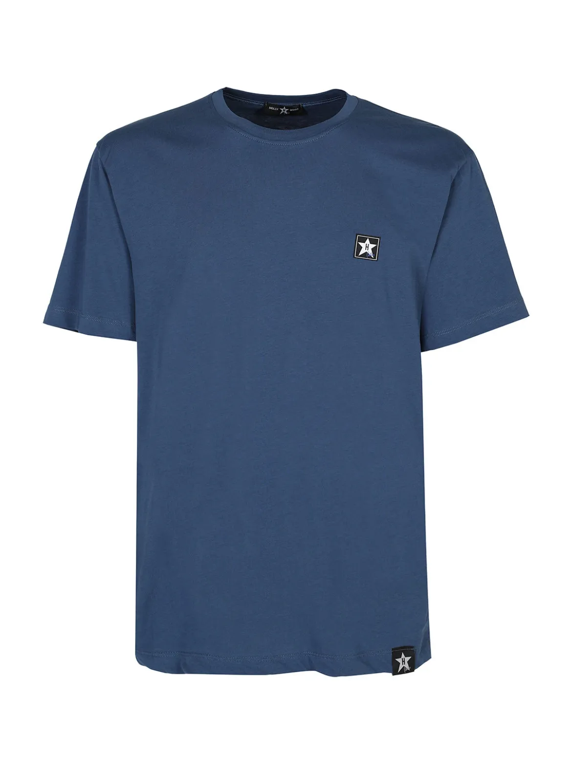Hollywood T-shirt girocollo da uomo in cotone con patch gommata