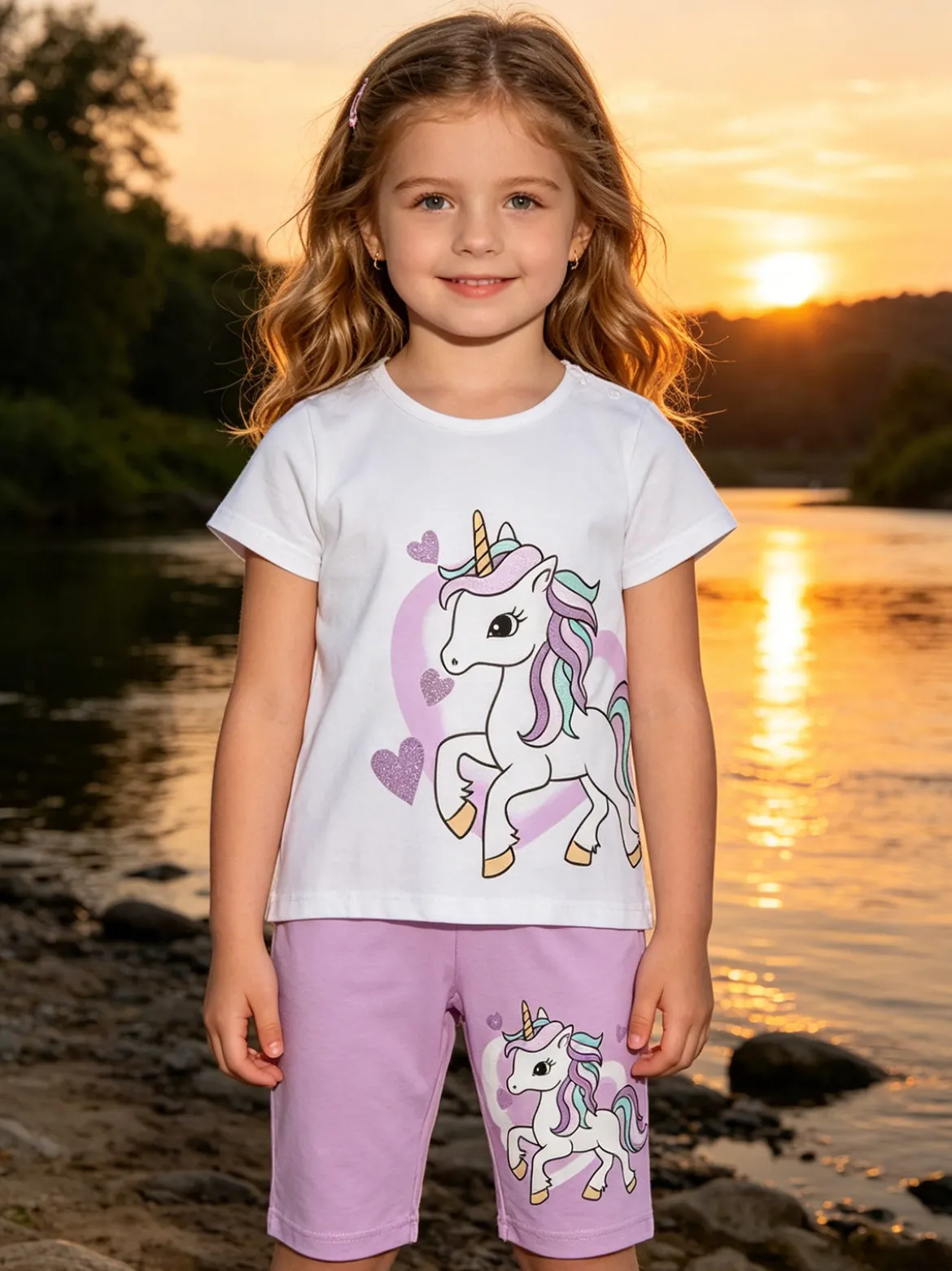 Hope Star Completo corto da neonata con t-shirt e leggings unicorno