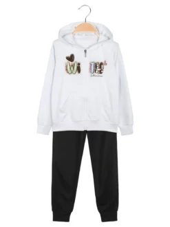 Hope Star Completo tuta da bambina con cappuccio e zip - bianco