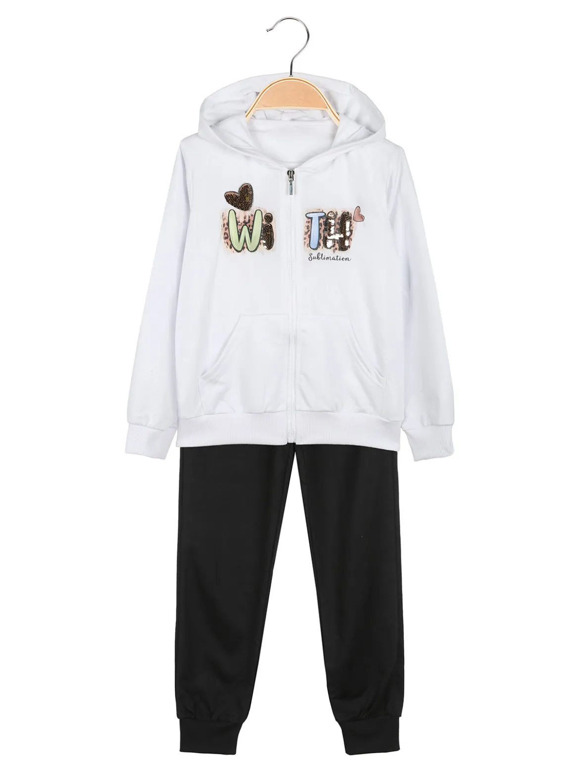 Hope Star Completo tuta da bambina con cappuccio e zip - bianco