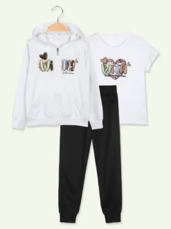 Hope Star Completo tuta da bambina con cappuccio e zip - bianco
