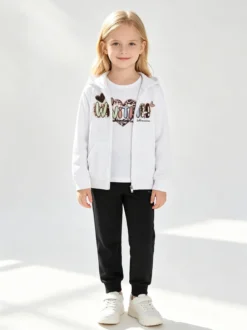 Hope Star Completo tuta da bambina con cappuccio e zip - bianco