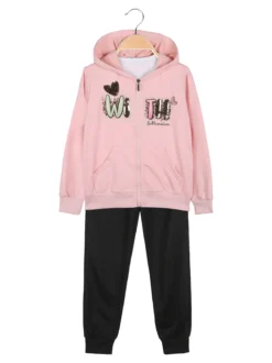 Hope Star Completo tuta da bambina con cappuccio e zip - rosa