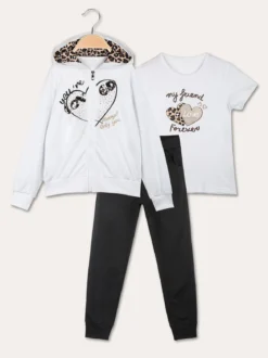 Hope Star Completo tuta da bambina 3 pezzi con cappuccio e zip