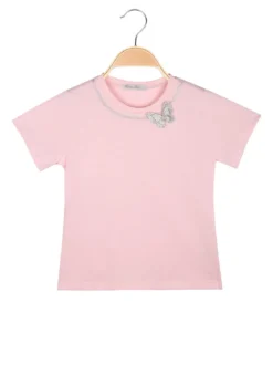 Hope Star T-shirt da bambina con girocollo di strass e dettaglio farfalla