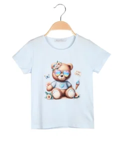 Hope Star T-shirt da bambina in cotone con stampa disegno e strass - azzurro