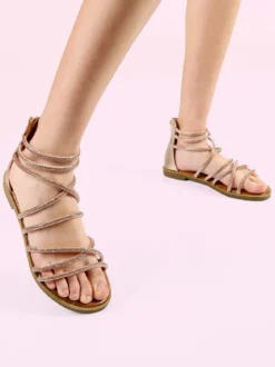 Hosis Sandali donna gioiello con tallone chiuso e zip