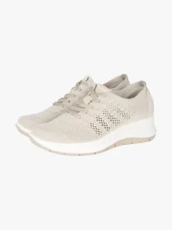 Igi&Co Sneakers donna in maglia con plantare in pelle e zeppa - beige