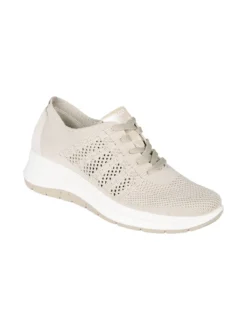 Igi&Co Sneakers donna in maglia con plantare in pelle e zeppa - beige