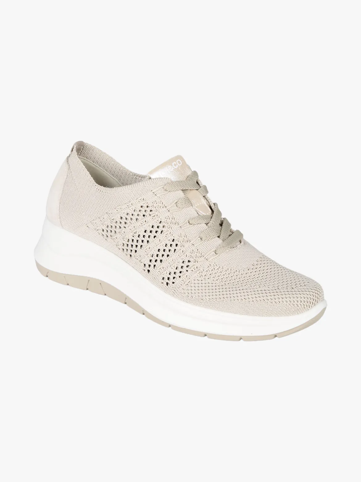 Igi&Co Sneakers donna in maglia con plantare in pelle e zeppa - beige