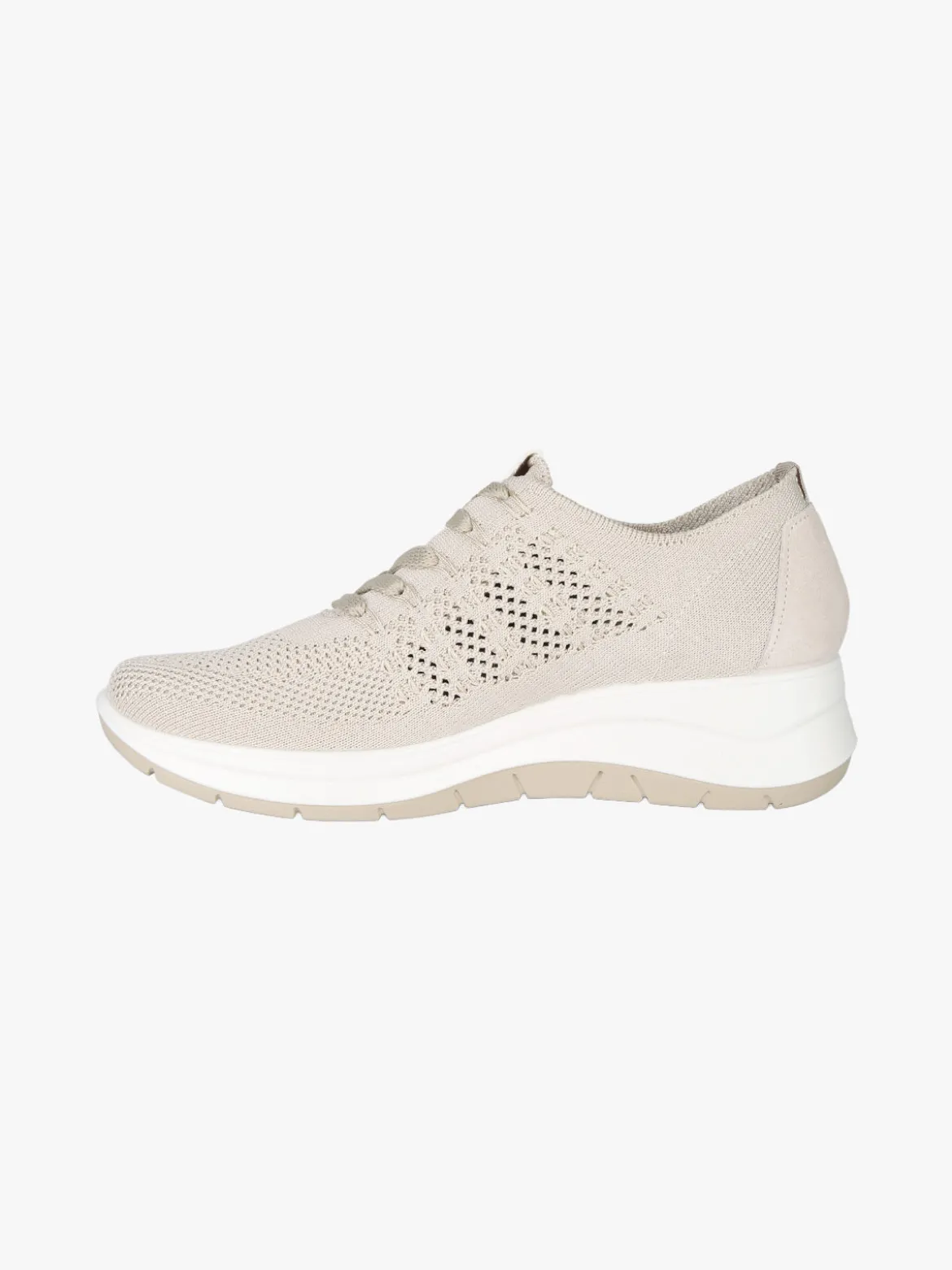 Igi&Co Sneakers donna in maglia con plantare in pelle e zeppa - beige