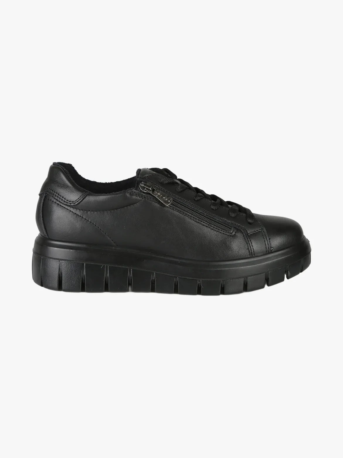 Igi&Co Sneakers donna in pelle con lacci e zip - nero