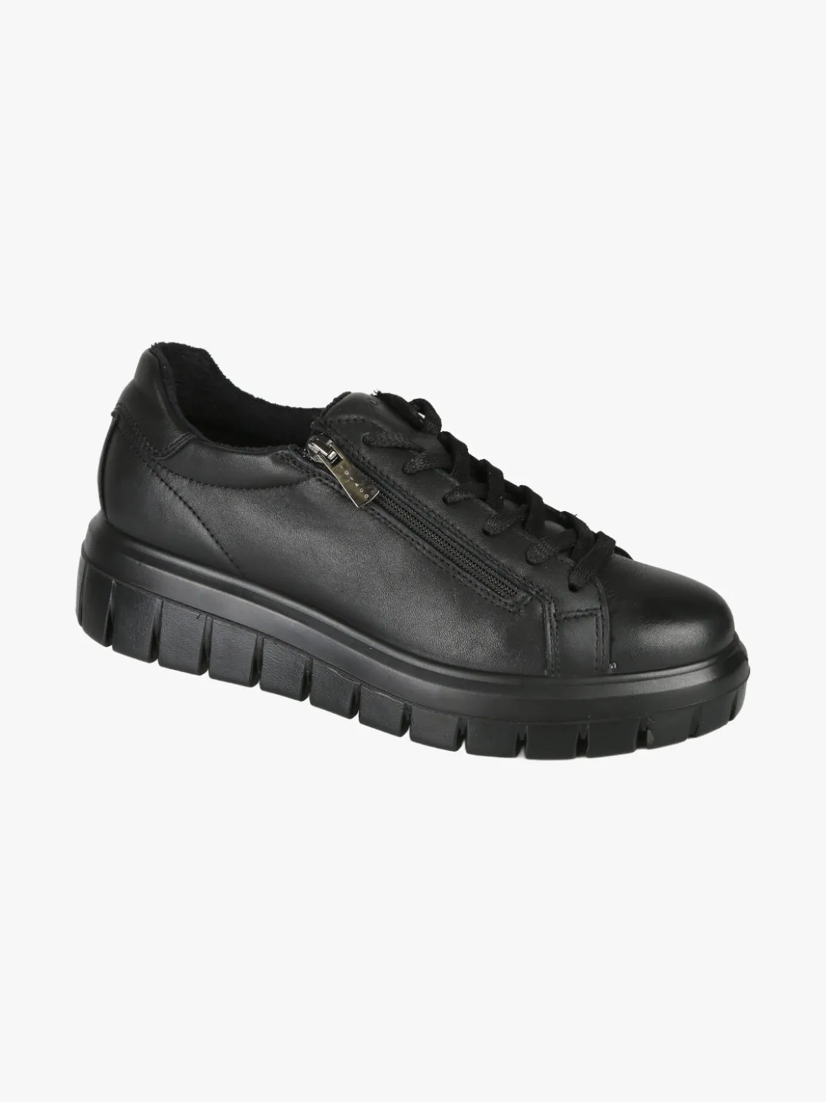 Igi&Co Sneakers donna in pelle con lacci e zip - nero