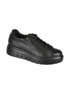 Igi&Co Sneakers donna in pelle con lacci e zip - nero