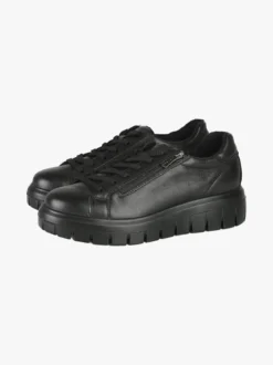 Igi&Co Sneakers donna in pelle con lacci e zip - nero