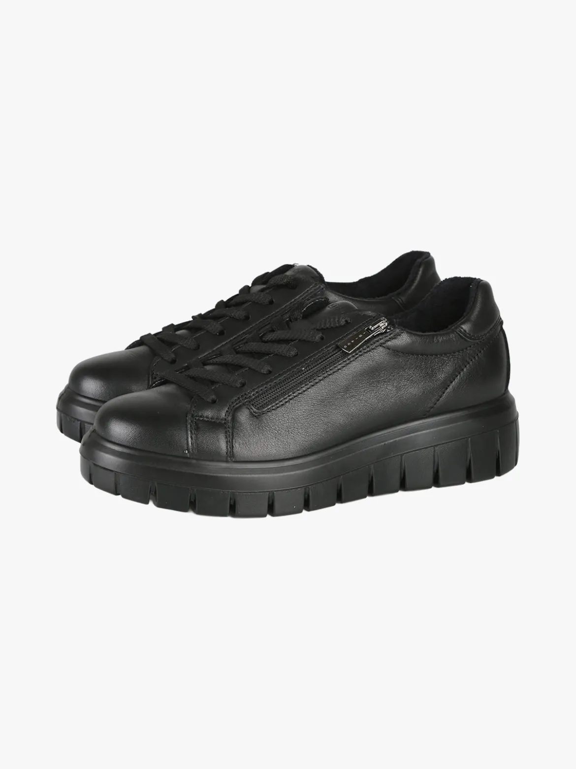 Igi&Co Sneakers donna in pelle con lacci e zip - nero