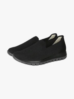 Igi&Co Sneakers donna slip on in maglia con plantare in pelle e zeppa - nero