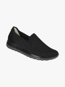 Igi&Co Sneakers donna slip on in maglia con plantare in pelle e zeppa - nero