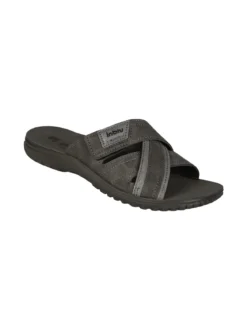 Inblu Ciabatte da uomo con fasce a strappo incrociate - grigio scuro