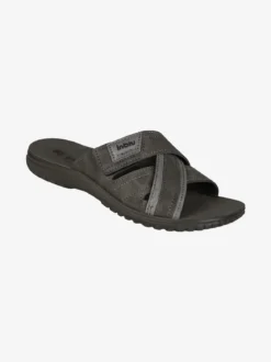 Inblu Ciabatte da uomo con fasce a strappo incrociate - grigio scuro