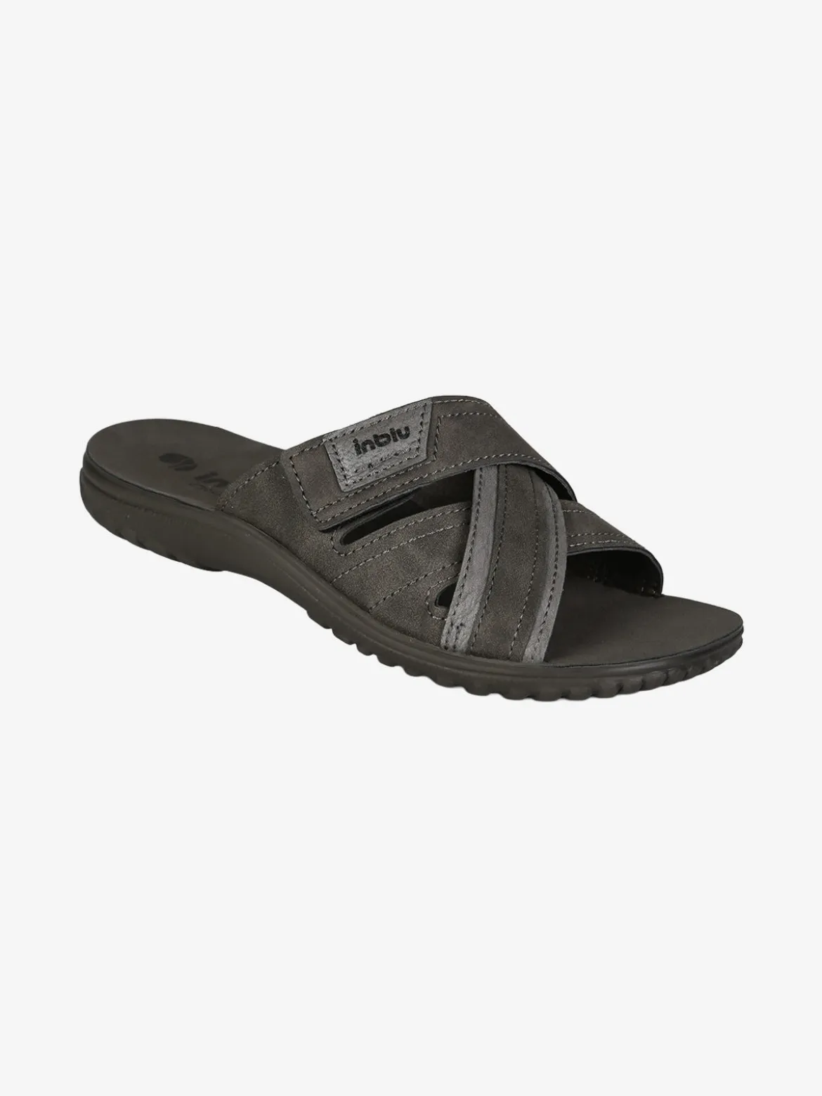 Inblu Ciabatte da uomo con fasce a strappo incrociate - grigio scuro