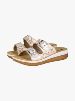 Inblu Ciabatte donna con doppia fascia animalier e fibbie - rosa