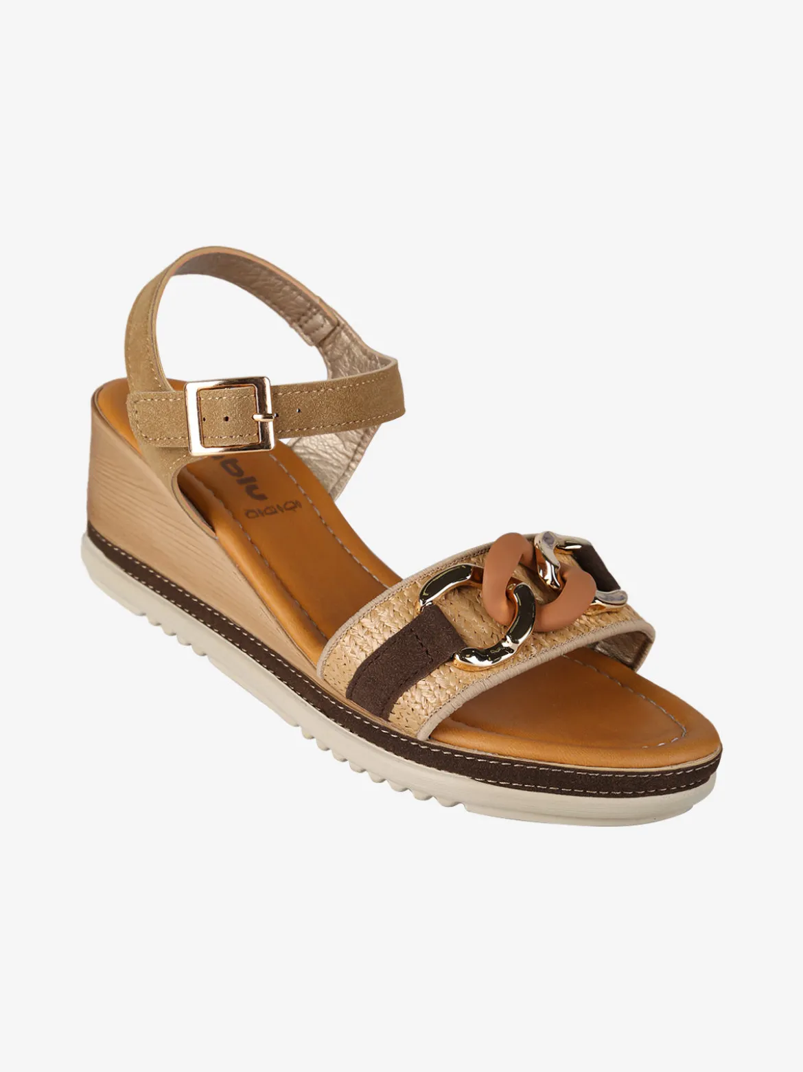 Inblu Sandali da donna con zeppa e catena decorativa