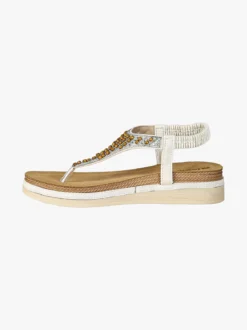 Inblu Sandali donna a infradito con perline e cinturino elastico - bianco