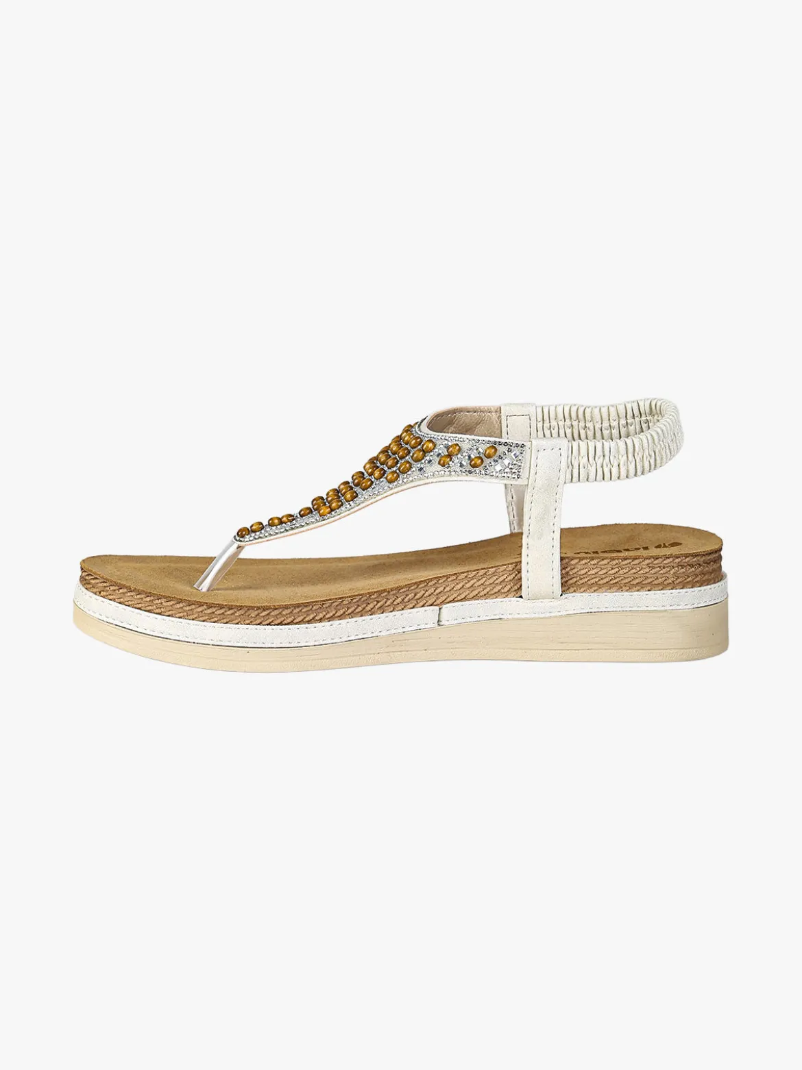 Inblu Sandali donna a infradito con perline e cinturino elastico - bianco