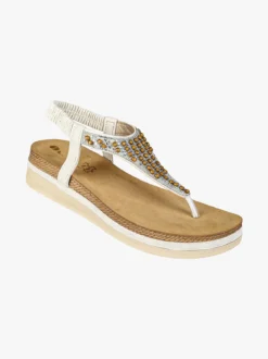 Inblu Sandali donna a infradito con perline e cinturino elastico - bianco