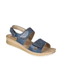 Inblu Sandali donna con zeppa e cinturini a strappo - blu