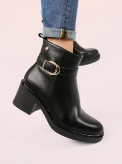 Inblu Stivaletti donna con fibbia e tacco largo - nero