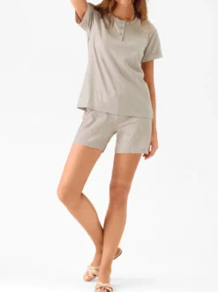 Infiore BUNNY Pigiama corto da donna in cotone - fango