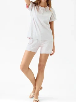 Infiore BUNNY Pigiama corto da donna in cotone - lilla