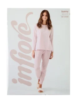 Infiore BUNNY Pigiama lungo da donna in cotone - fango