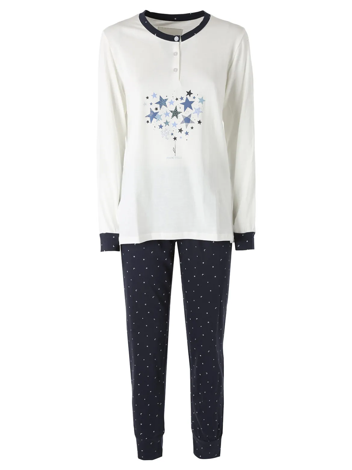 Infiore GALAXY Pigiama lungo da donna in cotone con stampe - panna