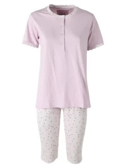 Infiore LOVELY Pigiama donna in cotone con t-shirt e pinocchietti - lilla