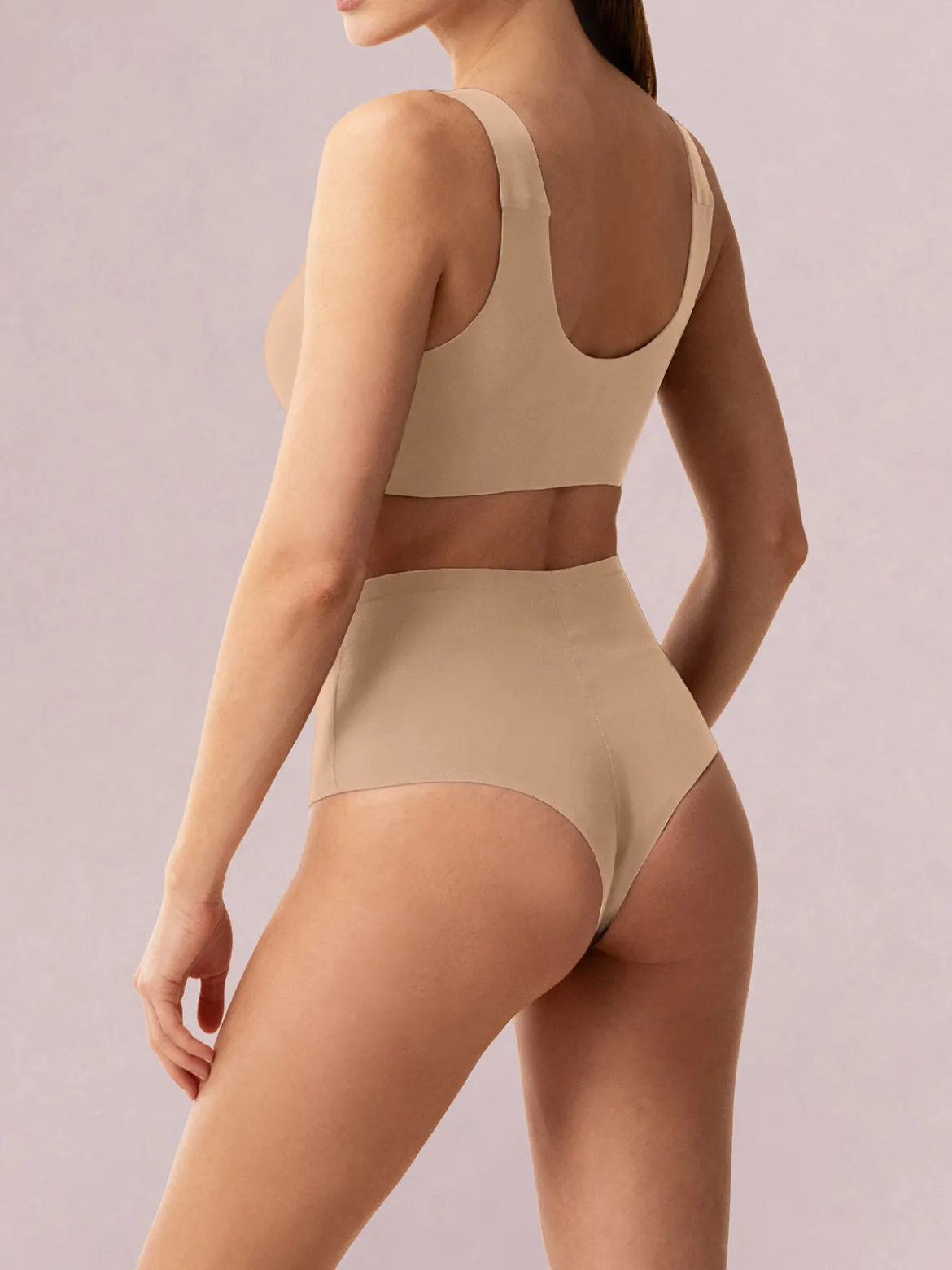 Infiore MICRO FIT 02707 Brasiliana a vita alta in microfibra - beige